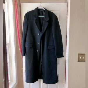 Adams Row Men’s Wool Single Breasted Full Length Overcoat Black Size 42